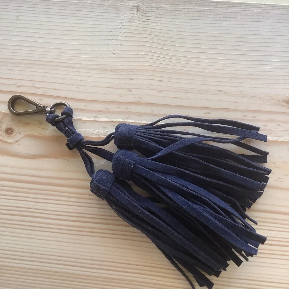 Leather Suede Bag Charm Tassels